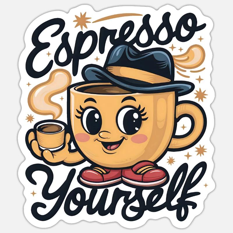 Espresso vous-même - Sticker taille S (10 x 10 cm) - blanc mat
