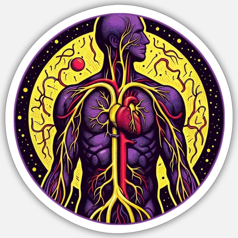 Lebendiges anatomisches Herz - Sticker Größe S (10 x 10 cm) - Mattweiß