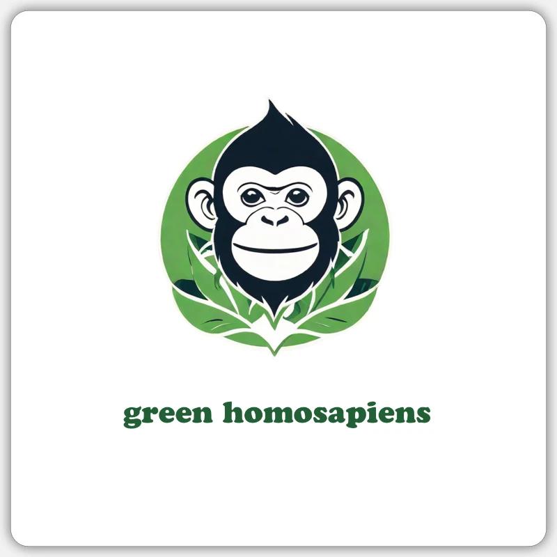 Der grüne Affe - Sticker Größe S (10 x 10 cm) - Mattweiß