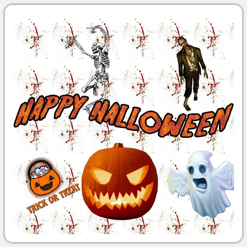 Frohes Halloween Version 3 - Sticker Größe S (10 x 10 cm) - Mattweiß