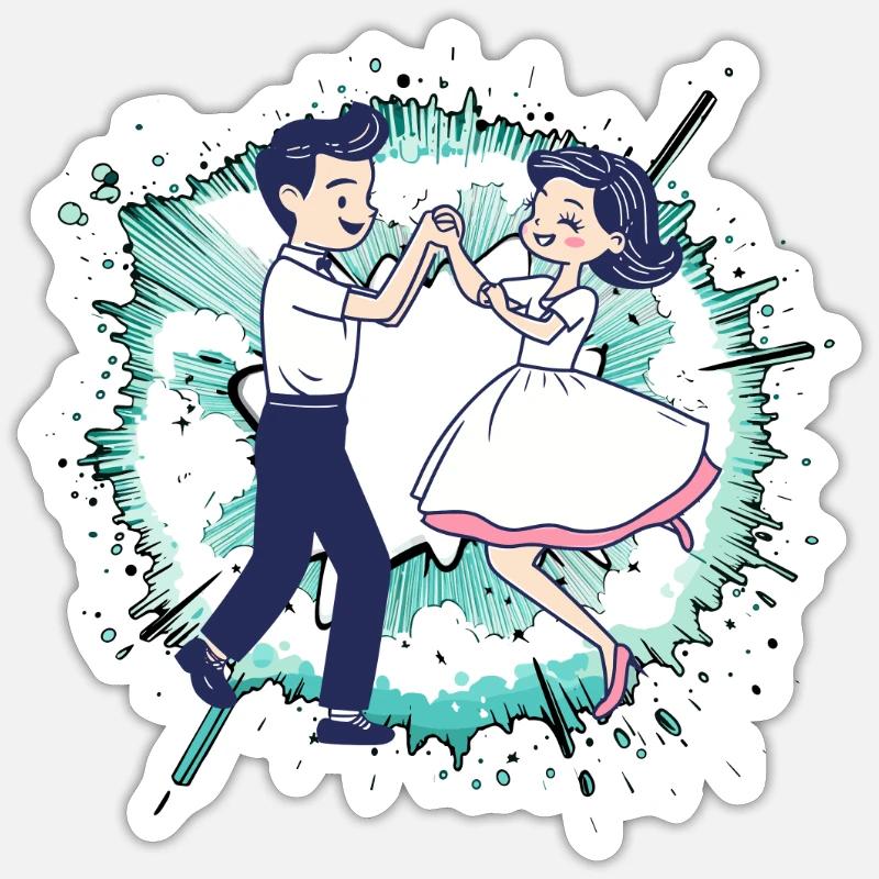 Danseuse de couple dansante - Sticker taille S (10 x 10 cm) - blanc mat