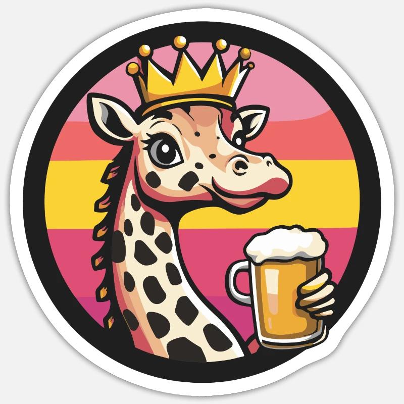 Giraffe Bier Comic - Sticker Größe S (10 x 10 cm) - Mattweiß