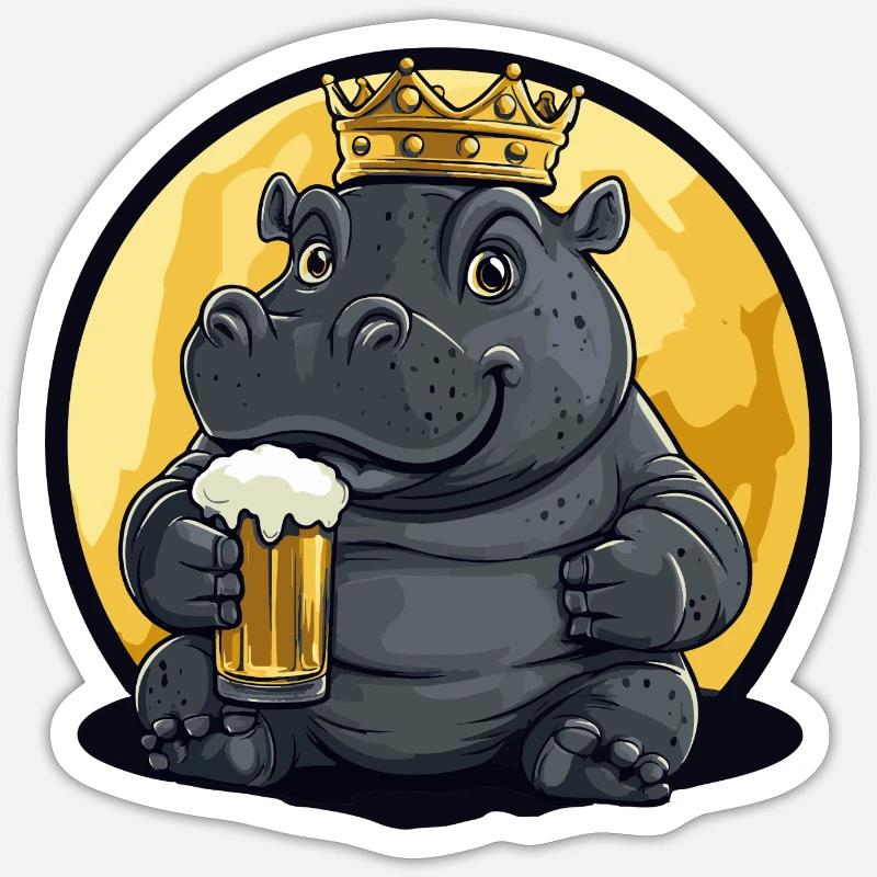 Nilpferd Bier Comic Sticker Größe S (10 x 10 cm)