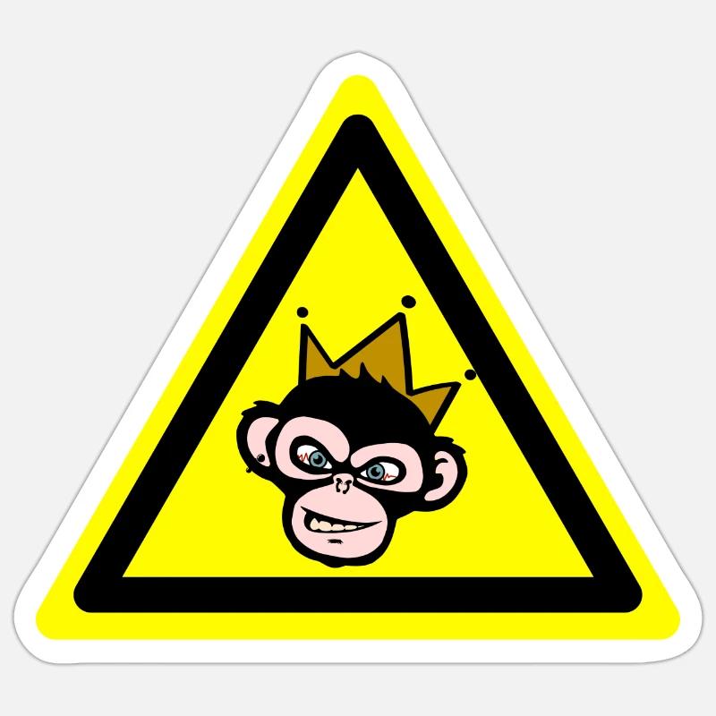 Monkey Warning - Sticker size S (10 x 10 cm) - white matte