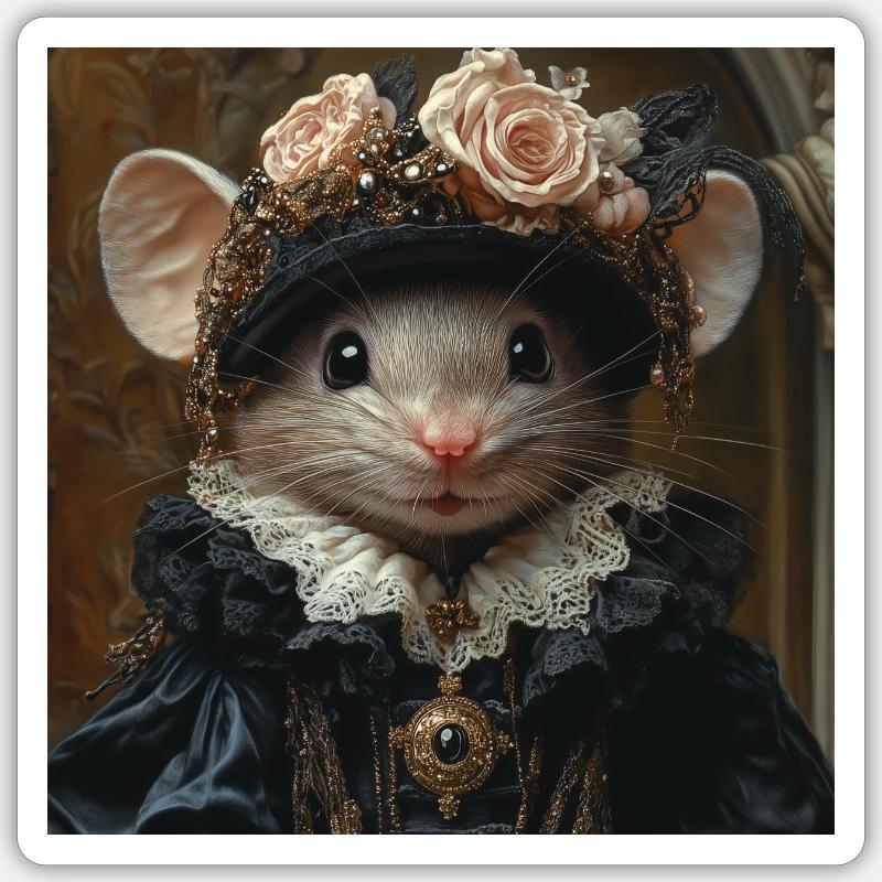 Gothic Maus - Sticker Größe S (10 x 10 cm) - Mattweiß