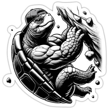 Bouldern Schildkröte Klettern Geschenk - Sticker Größe S (10 x 10 cm) - Mattweiß - Vorne