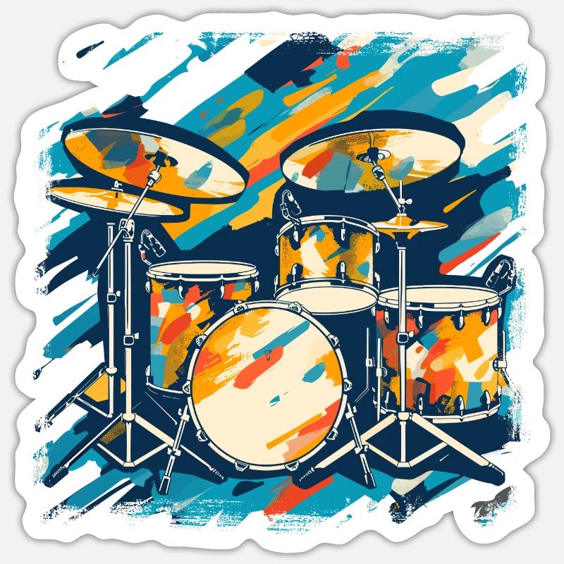 Drum Portrait - Sticker size S (10 x 10 cm) - white matte