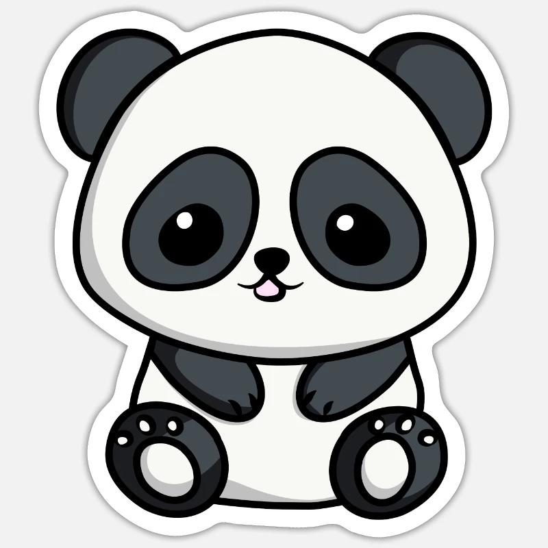 Mignon panda chibi | Design panda mignon Sticker taille S (10 x 10 cm)