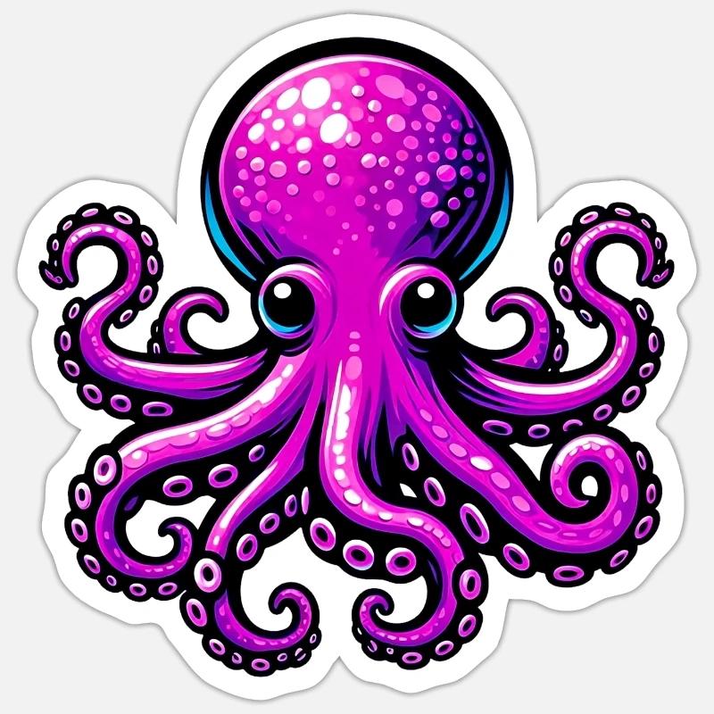 Pieuvre - Sticker taille S (10 x 10 cm) - blanc mat
