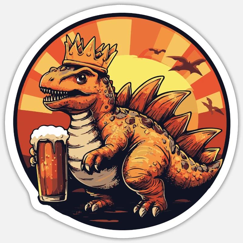 Dinosaurier stegosaurus Bier Comic - Sticker Größe S (10 x 10 cm) - Mattweiß