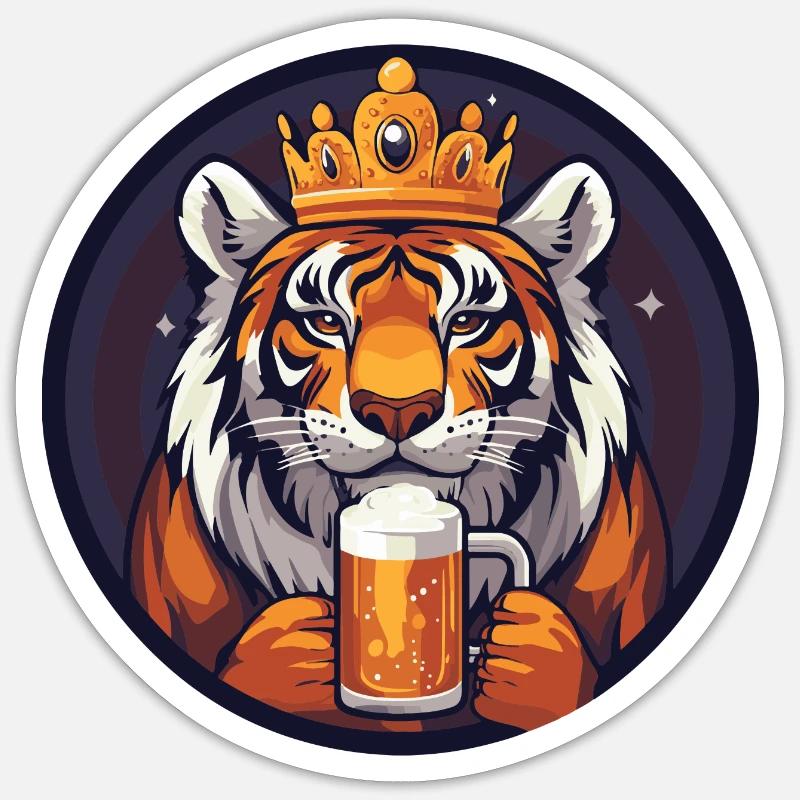 Tiger Bier Comic - Sticker Größe S (10 x 10 cm) - Mattweiß