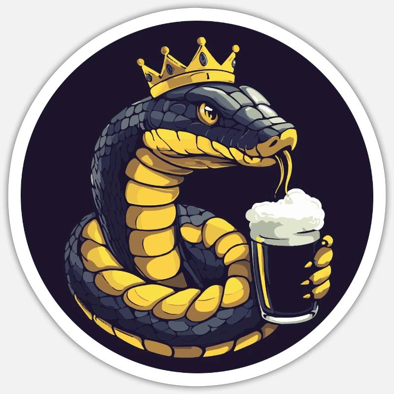 Snake Cobra Beer Comic - Sticker size S (10 x 10 cm) - white matte