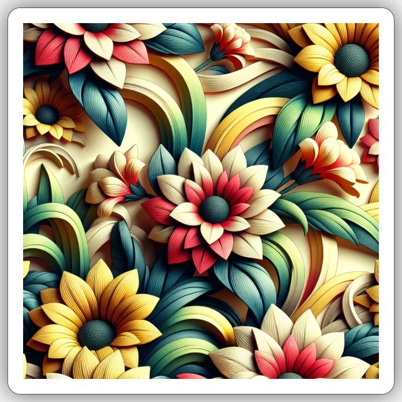 Blumenmuster 3D Effekt Sticker Größe S (10 x 10 cm)