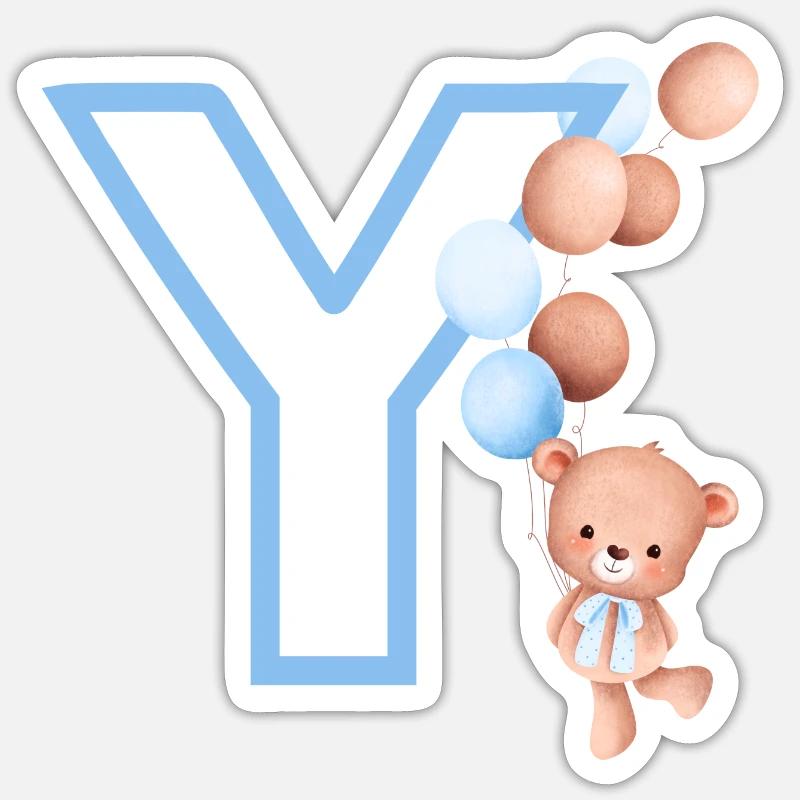 Blauer Buchstabe Y Bär Sticker Größe S (10 x 10 cm)