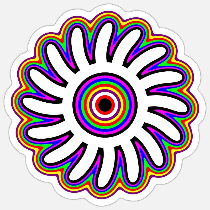 Psychedelic Sun - Sticker size S (10 x 10 cm) - white matte