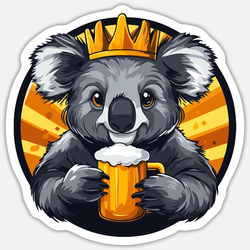 Koala Bier Comic - Sticker Größe S (10 x 10 cm) - Mattweiß