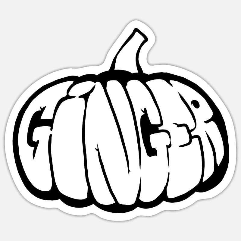 Kürbis-Ingwer-Graff (Schablone) - Sticker Größe S (10 x 10 cm) - Mattweiß