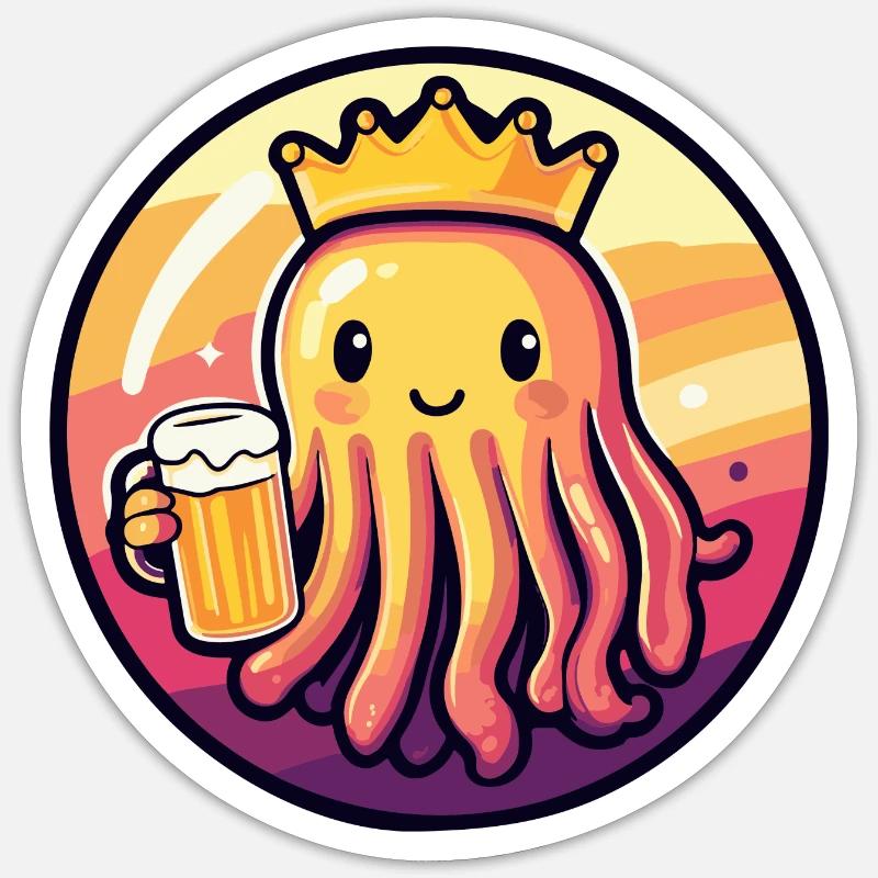 Jellyfish Beer Comic - Sticker size S (10 x 10 cm) - white matte
