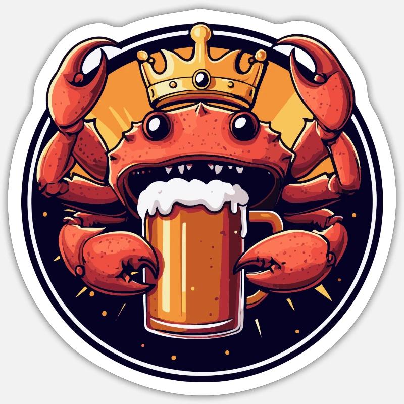Krebs Krabbe Bier Comic - Sticker Größe S (10 x 10 cm) - Mattweiß
