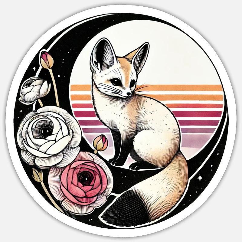Fennec Renard - Sticker taille S (10 x 10 cm) - blanc mat
