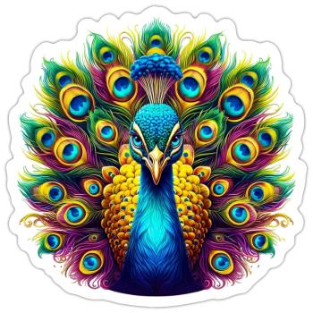 Pfau - Sticker Größe S (10 x 10 cm) - Mattweiß - Vorne
