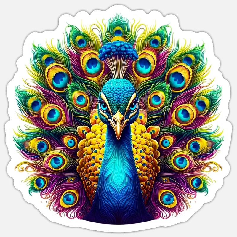 Pfau - Sticker Größe S (10 x 10 cm) - Mattweiß