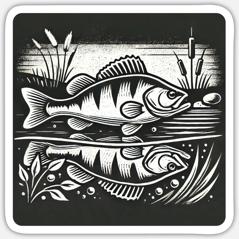 Perch predatory fish design - Sticker size S (10 x 10 cm) - white matte