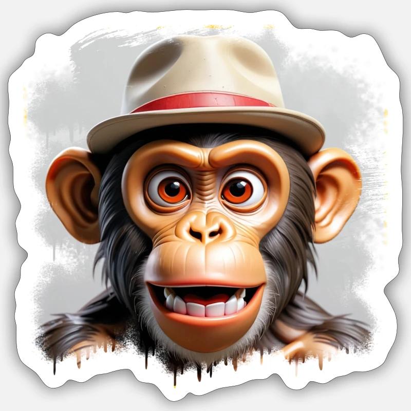 Monkey X - Sticker size S (10 x 10 cm) - white matte