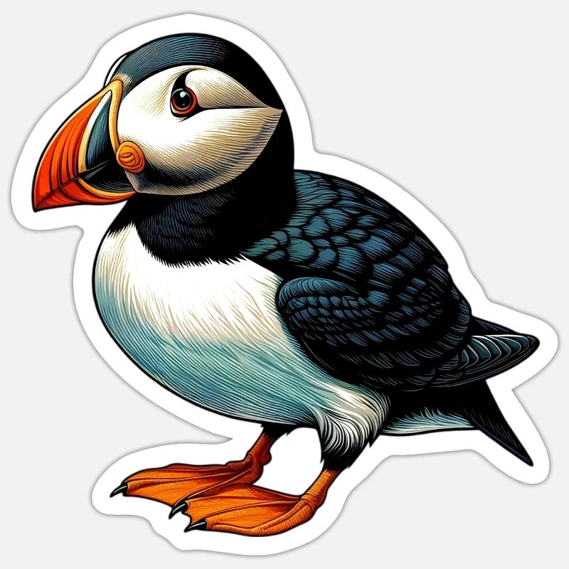 Macareux - Sticker taille S (10 x 10 cm) - blanc mat