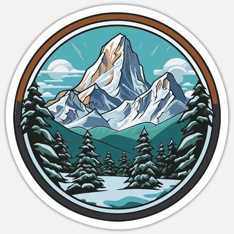 berge - Sticker Größe S (10 x 10 cm) - Mattweiß