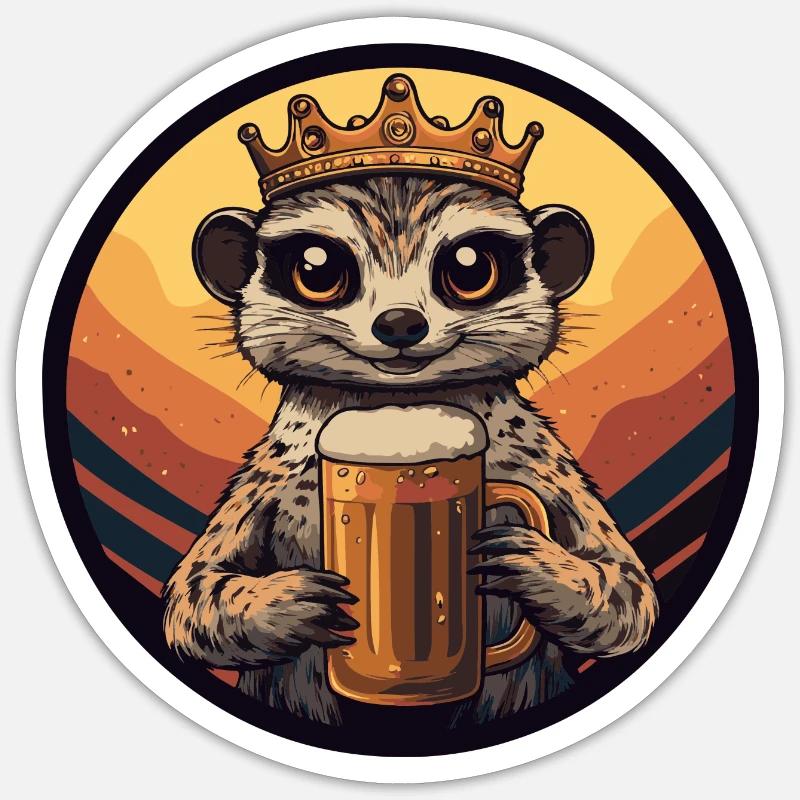 Erdmännchen Bier Comic - Sticker Größe S (10 x 10 cm) - Mattweiß