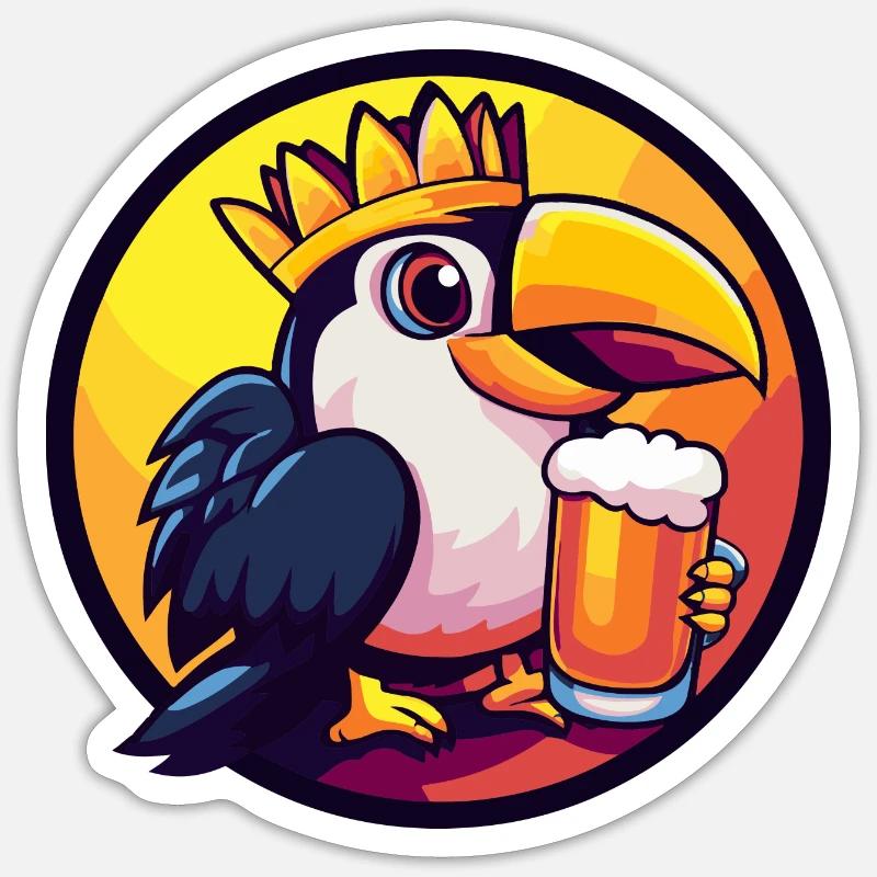Tukan Vogel Bier Comic - Sticker Größe S (10 x 10 cm) - Mattweiß
