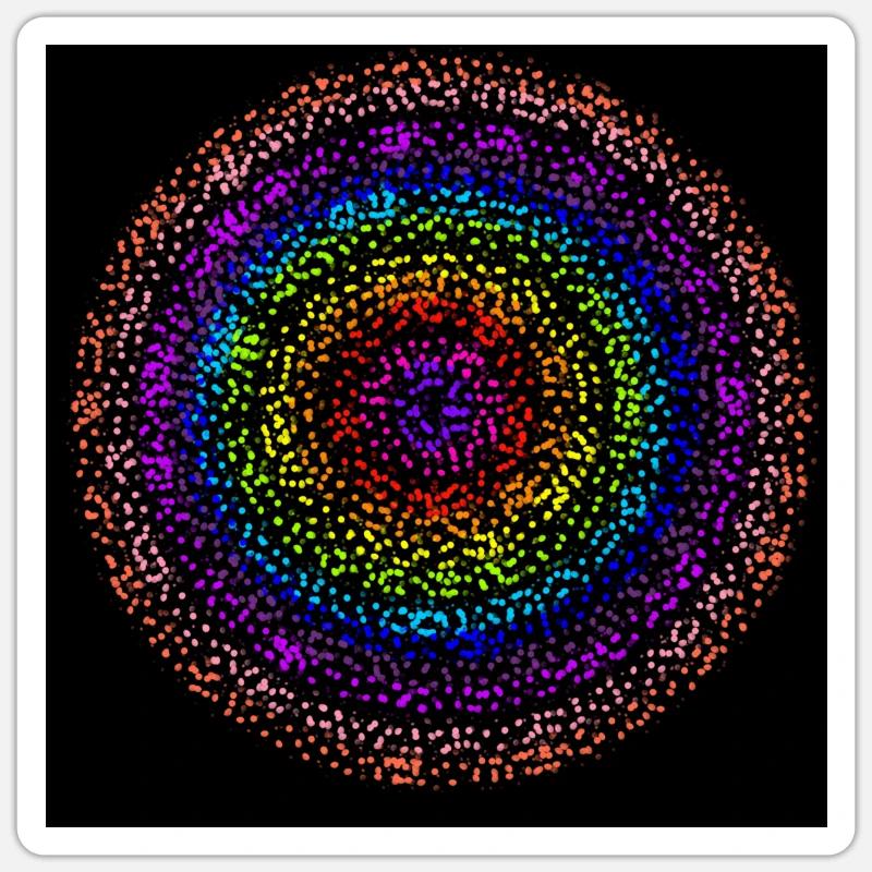 Concentric rainbow dot circles Sticker size S (10 x 10 cm)