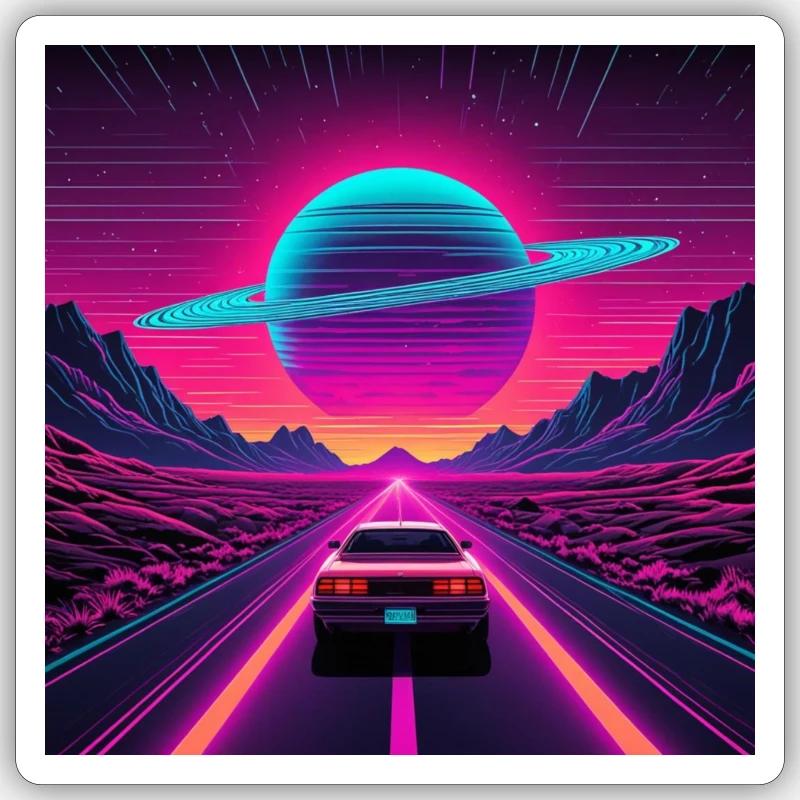 Dragage vers Saturne - Sticker taille S (10 x 10 cm) - blanc mat