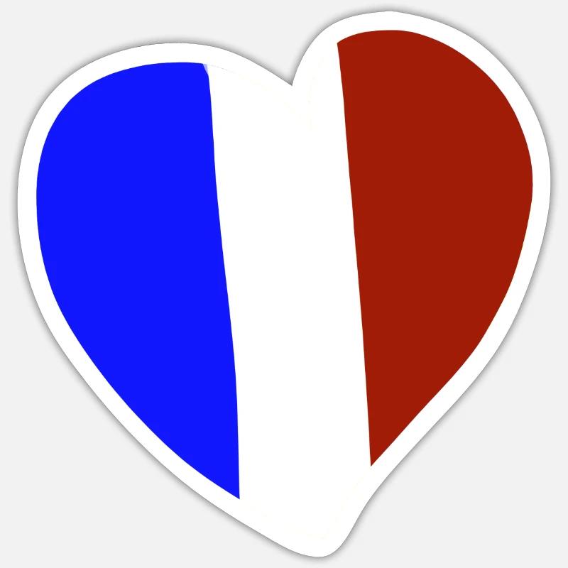 Frankreich Herz - Sticker Größe S (10 x 10 cm) - Mattweiß