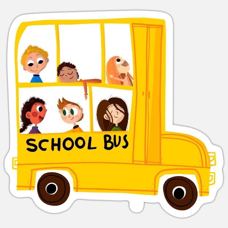 schoolbus - Sticker size S (10 x 10 cm) - white matte