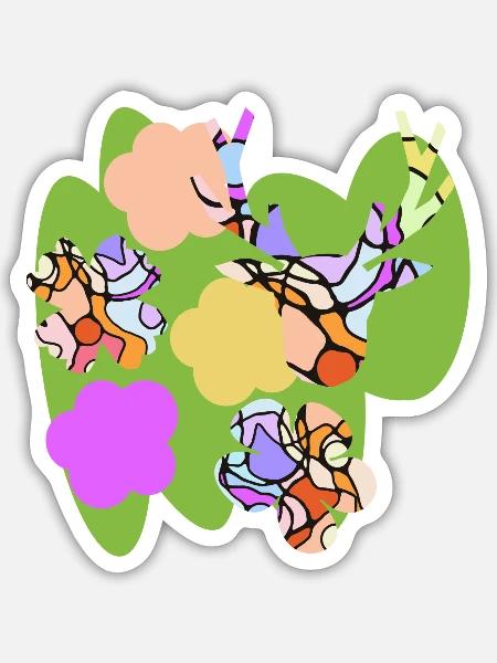 Bunte Blumen - Sticker Größe S (10 x 10 cm) - Mattweiß