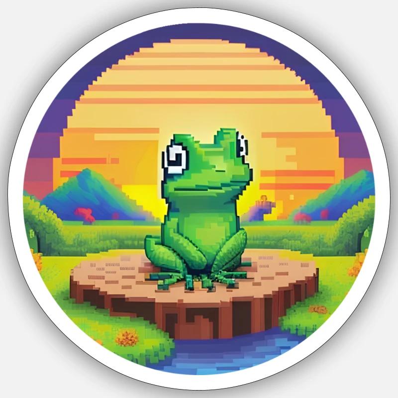 Retro Pixel Frog - Sticker size S (10 x 10 cm) - white matte