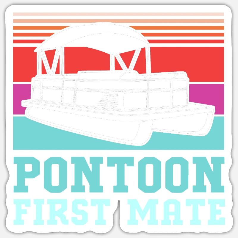 Pontonboot Boot Boote - Sticker Größe S (10 x 10 cm) - Mattweiß