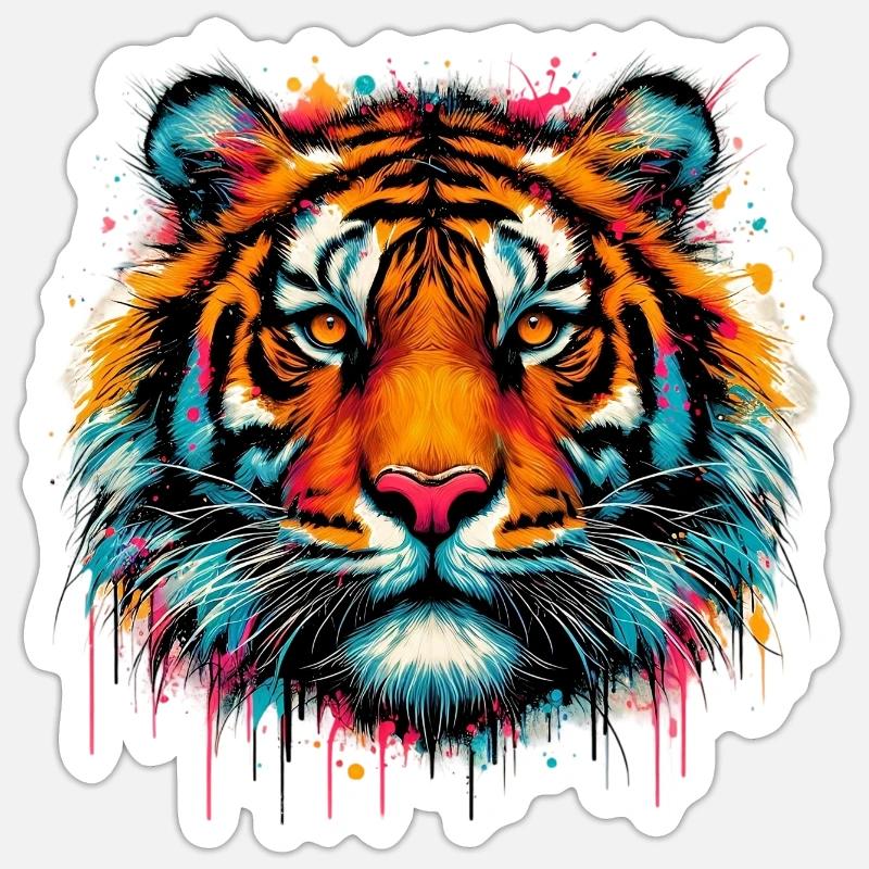 Tiger - Sticker Größe S (10 x 10 cm) - Mattweiß