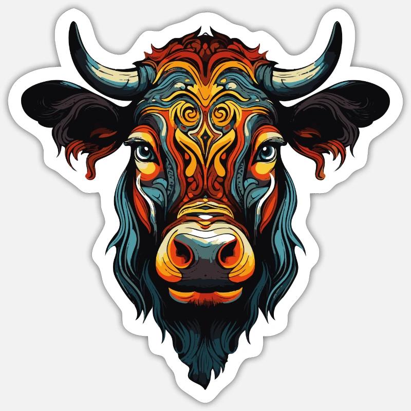 Vache boeuf - Sticker taille S (10 x 10 cm) - blanc mat