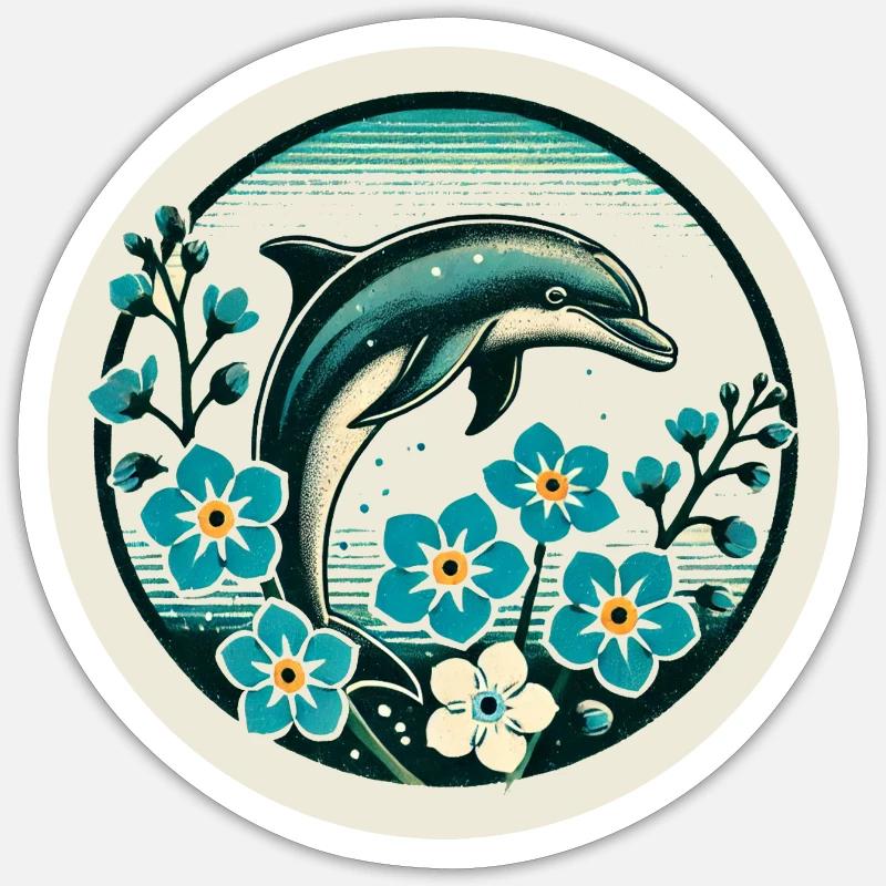 Retro Dolphin - Sticker size S (10 x 10 cm) - white matte