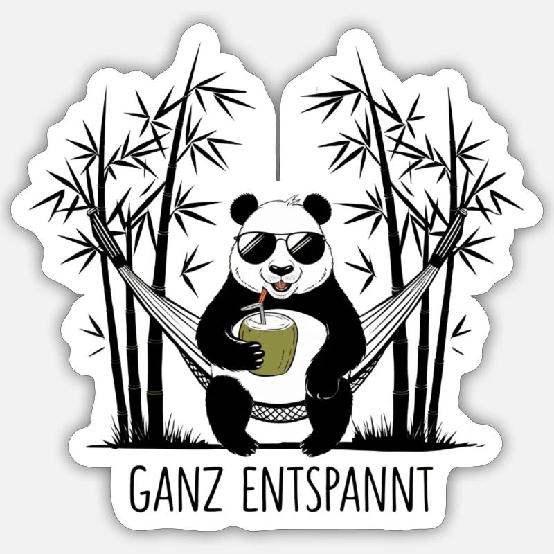 Relaxed – Panda Design - Sticker size S (10 x 10 cm) - white matte