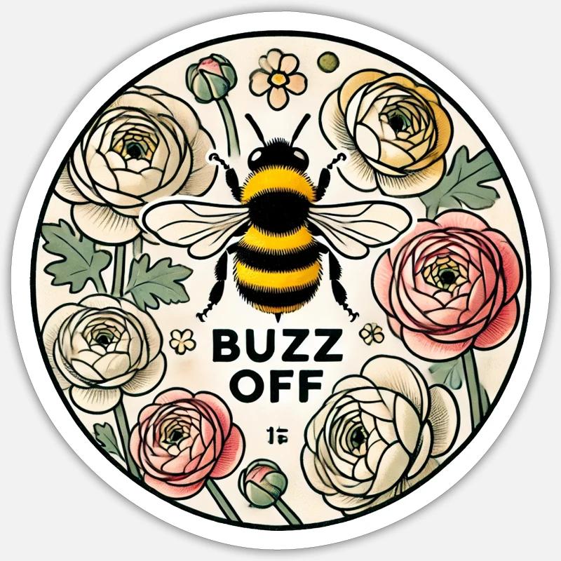 Buzz Off Bee - Sticker taille S (10 x 10 cm) - blanc mat