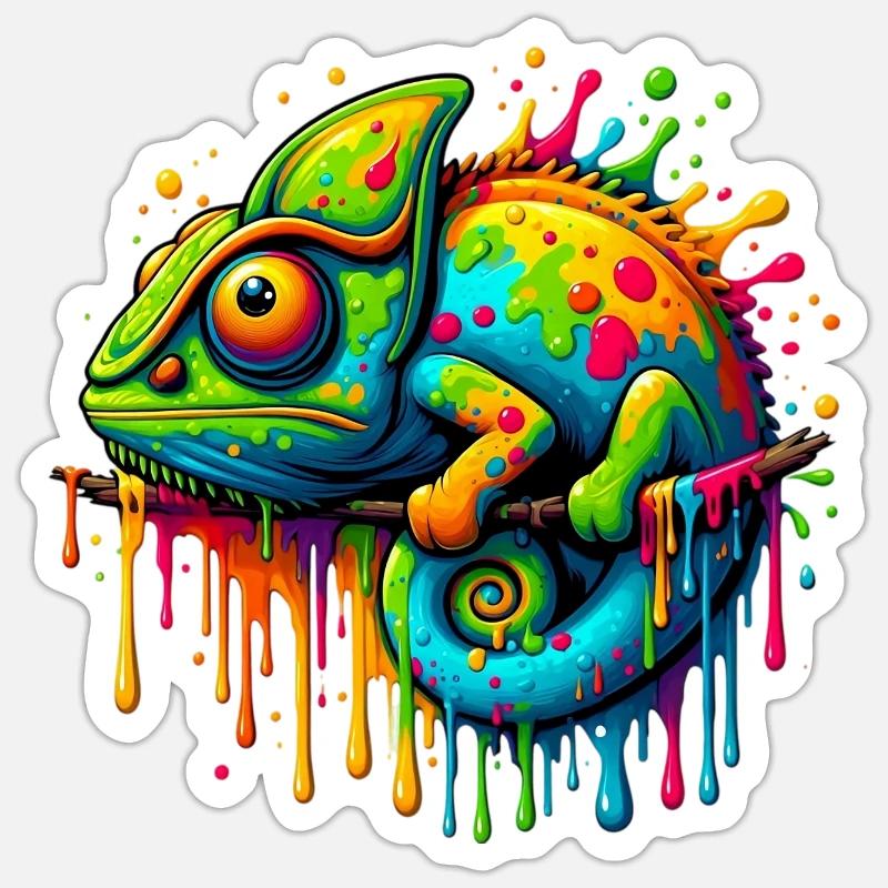 Chamäleon - Sticker Größe S (10 x 10 cm) - Mattweiß