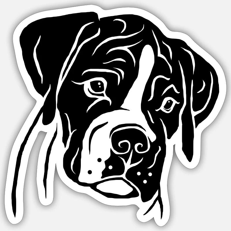 Chiot Boxer - Sticker taille S (10 x 10 cm) - blanc mat