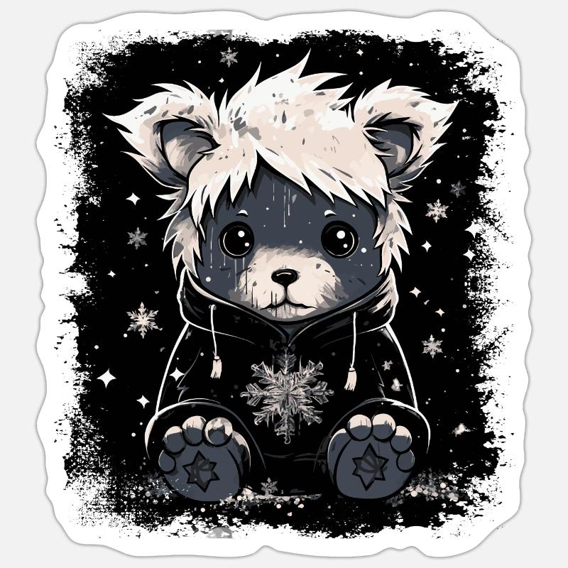 Ours en peluche Emo mignon Sticker taille S (10 x 10 cm)