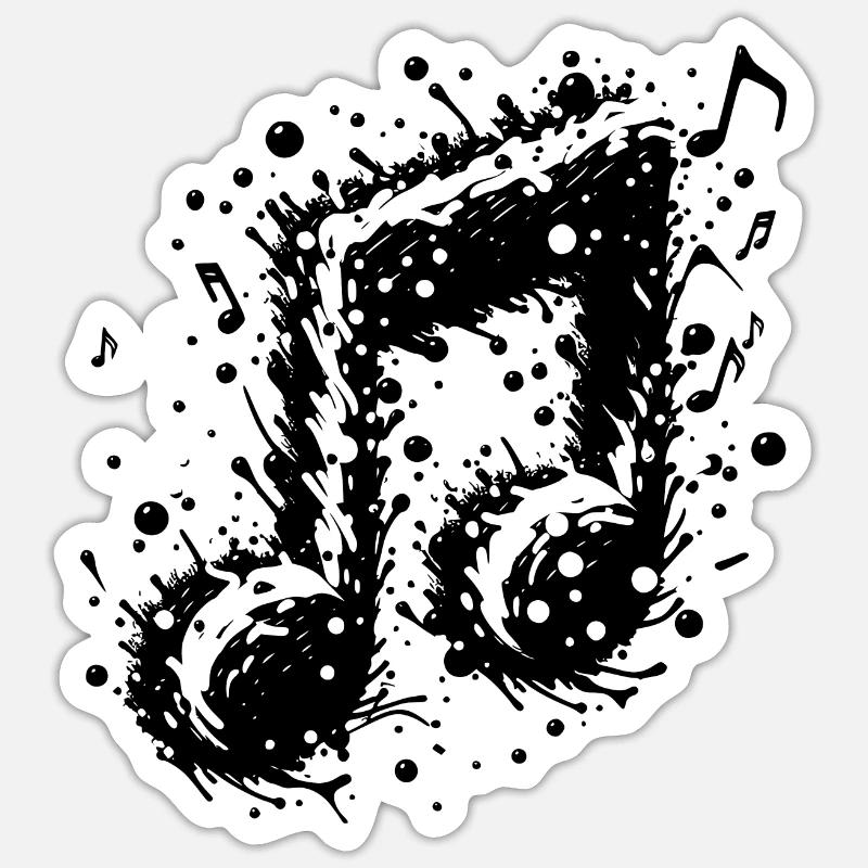 Schwingende Musik Note Splash Tattoo - Sticker Größe S (10 x 10 cm) - Mattweiß