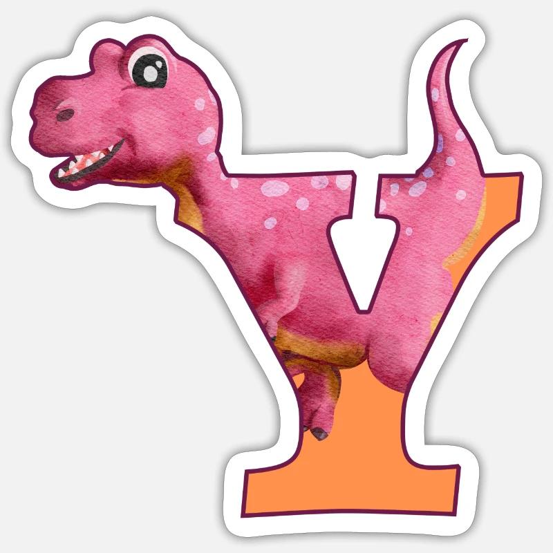 Y - DINOSAUR, customizable - Sticker size S (10 x 10 cm) - white matte