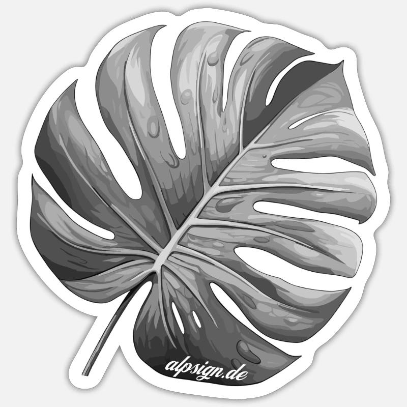 Monstera leaf window leaf design AlpSign.de Sticker size S (10 x 10 cm)